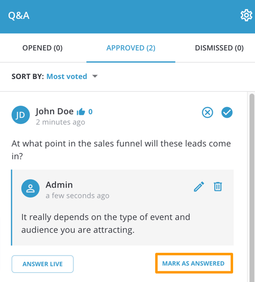 Q+A - Mark as answered
