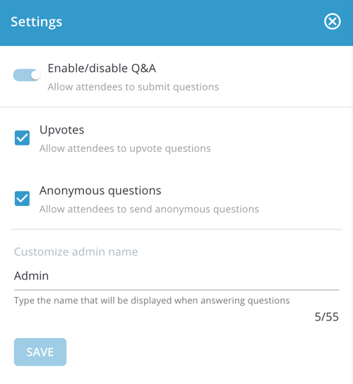 Q+A Settings