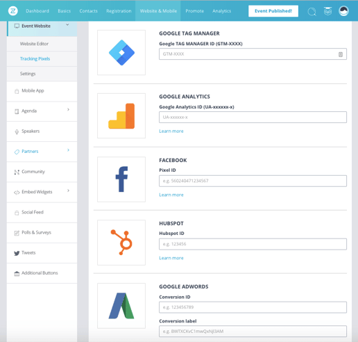 Tracking pixels for event retargeting ads