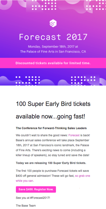 Forecast event reg email example maintains consistent color scheme Forecast event reg email example maintains consistent color scheme