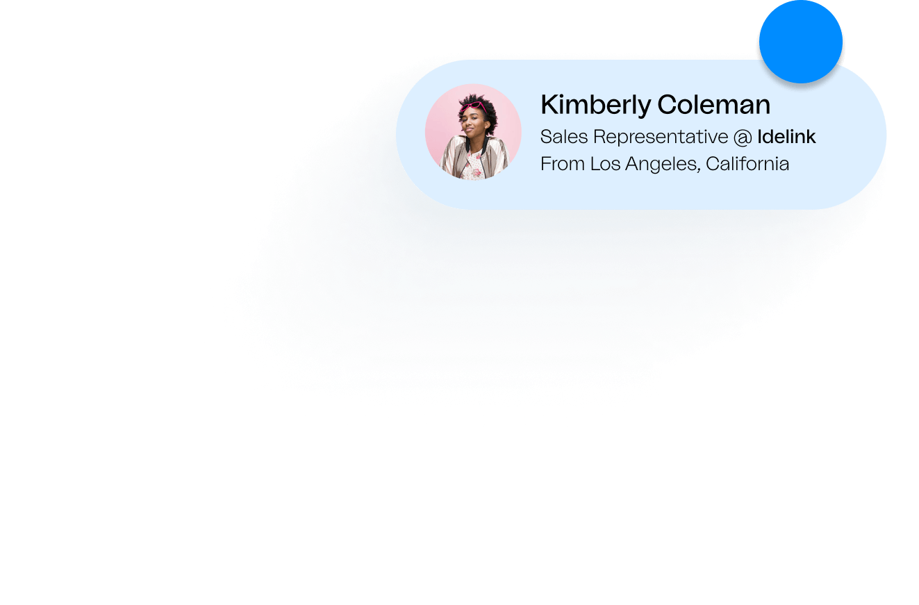 An Illustration of a lead named Kimberly Coleman with her photo and a plus sign indicating that shed be added