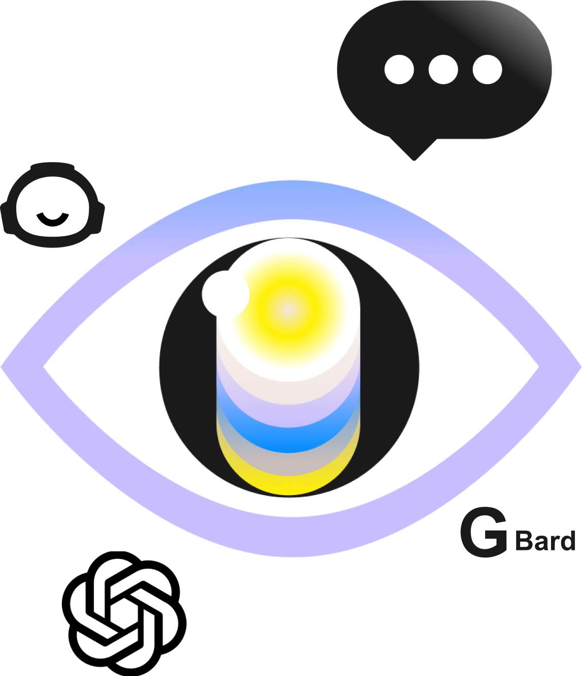 Illustration of AI chatbot logos